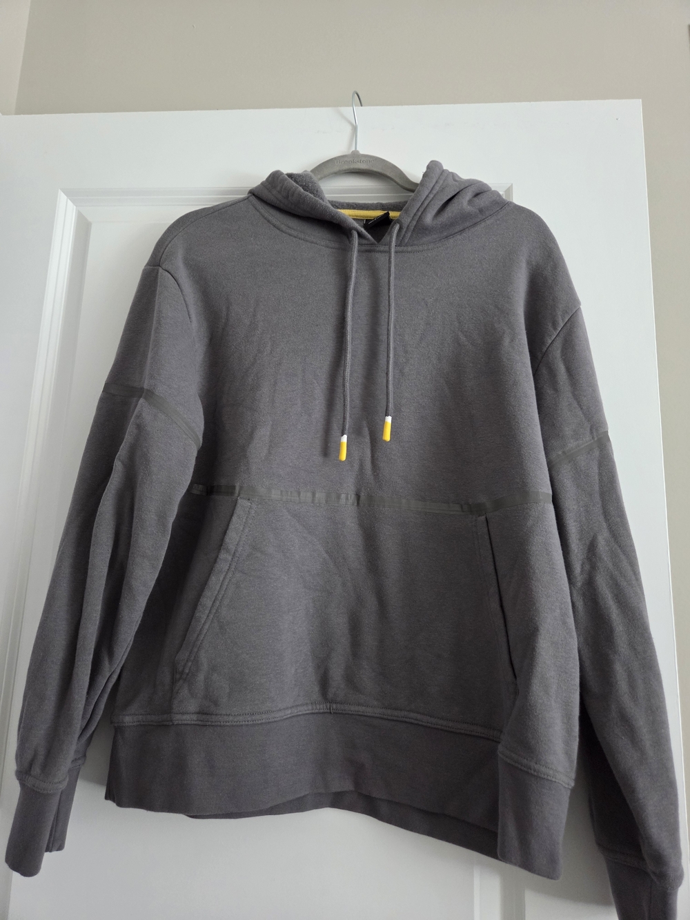 Bonobos Men's Gray Crewneck Hoodie with Yellow Drawstring Tips